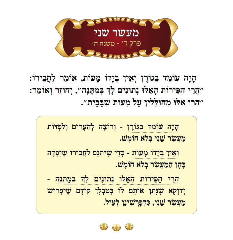 Masechta Maaser Sheni Chapter 4 Mishnah 5 with commentary