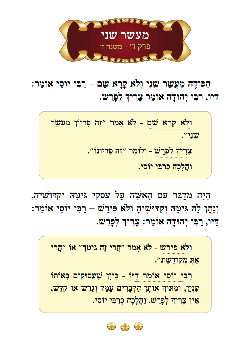 Masechta Maaser Sheni Chapter 4 Mishnah 7 with commentary