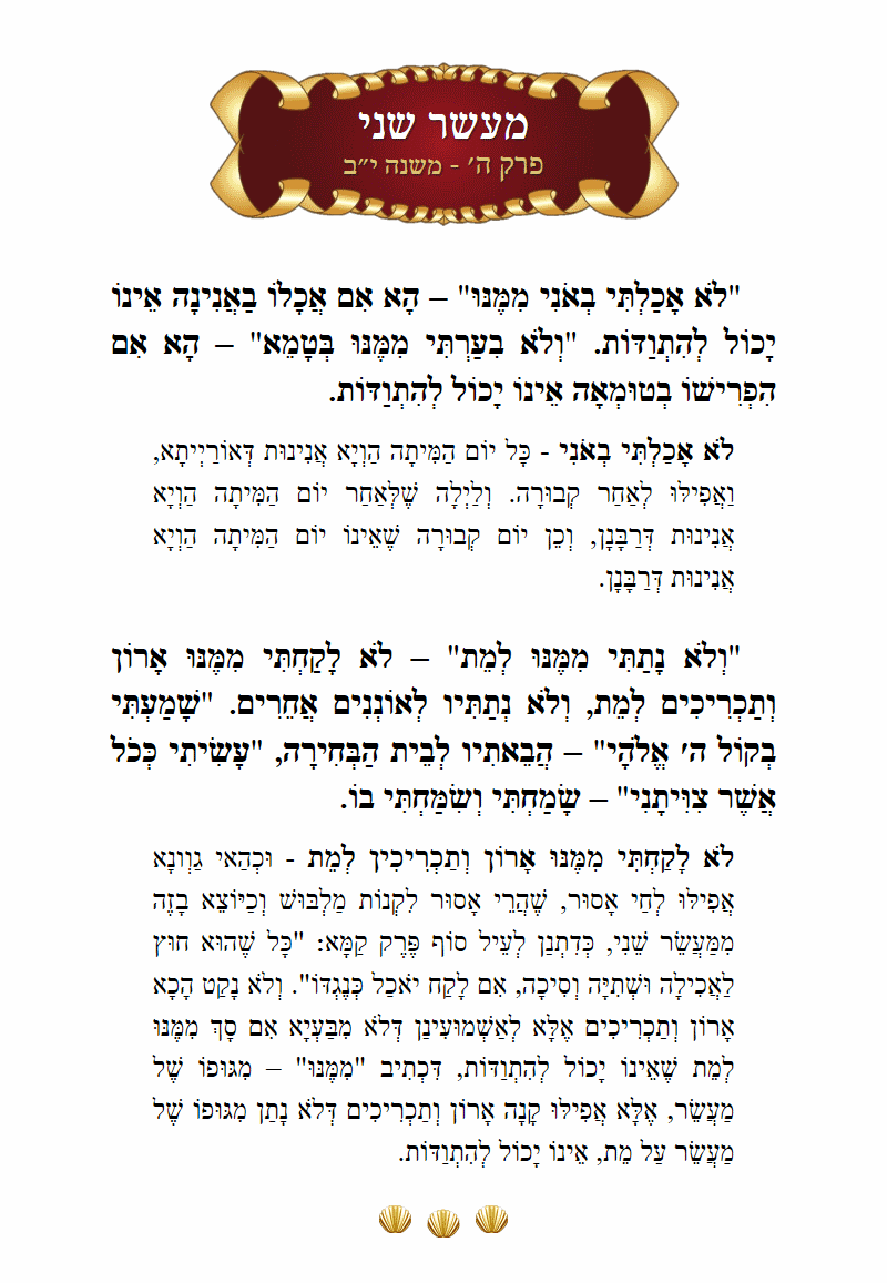 Masechta Maaser Sheni Chapter 1 Mishnah 12 with commentary