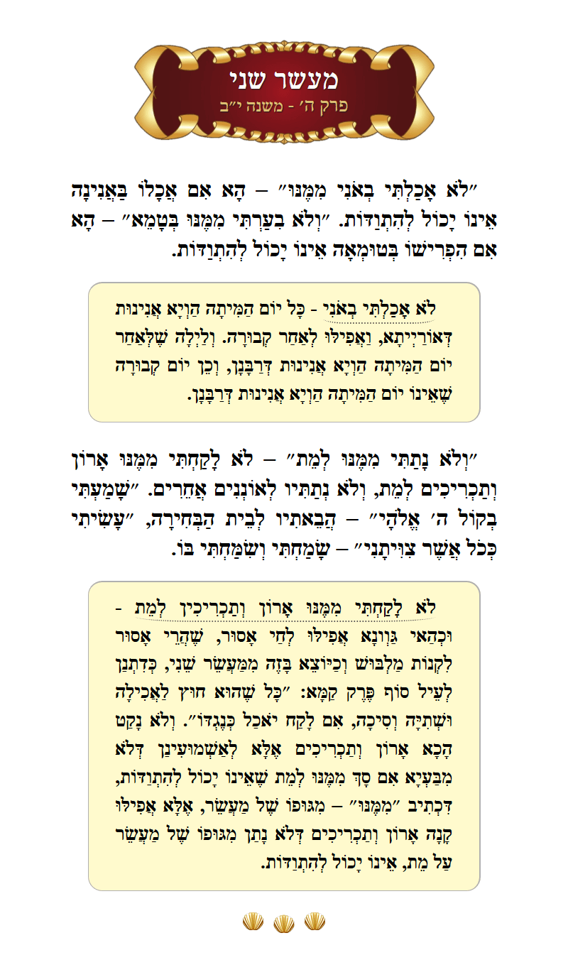 Masechta Maaser Sheni Chapter 1 Mishnah 13 with commentary