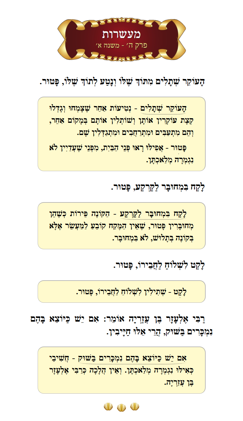 Masechta Maaseros Chapter 5 Mishnah 1 with commentary