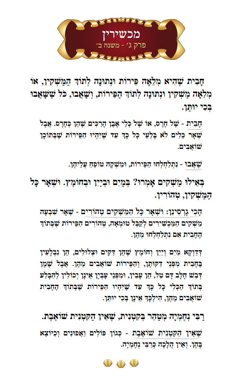 Masechta Machshirin Chapter 3 Mishnah 2 with commentary