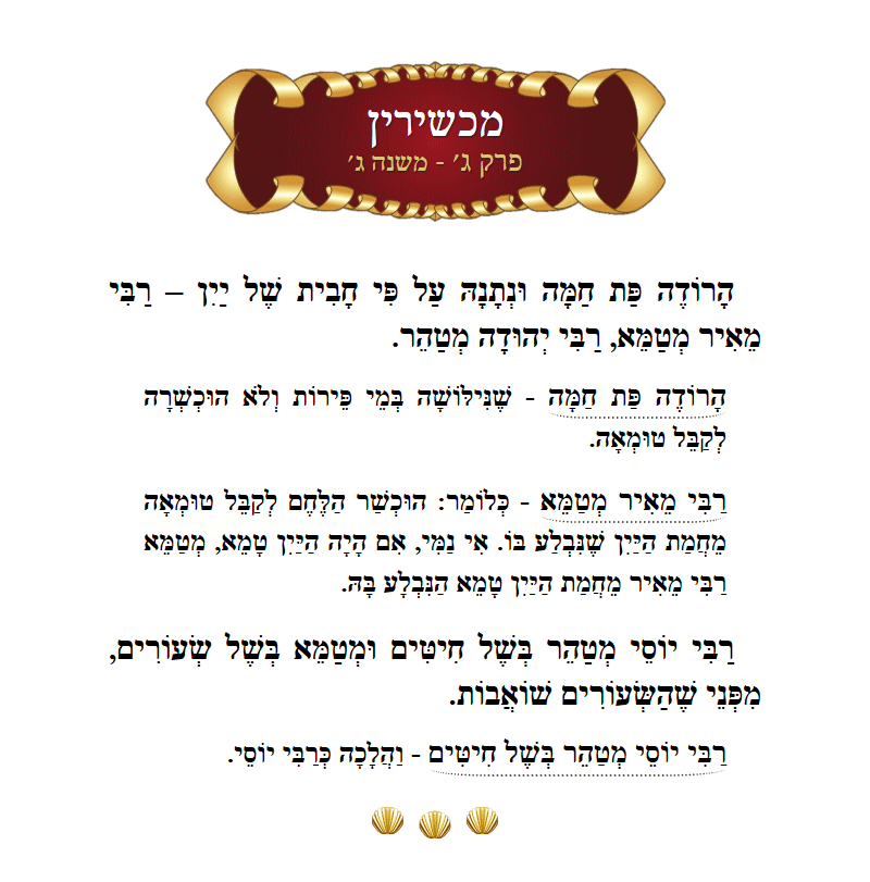 Masechta Machshirin Chapter 3 Mishnah 3 with commentary