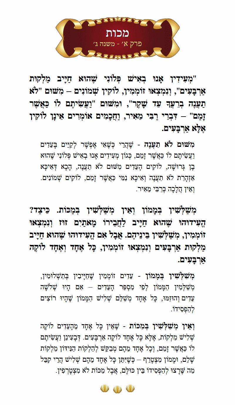 Masechta Makkos Chapter 1 Mishnah 3 with commentary