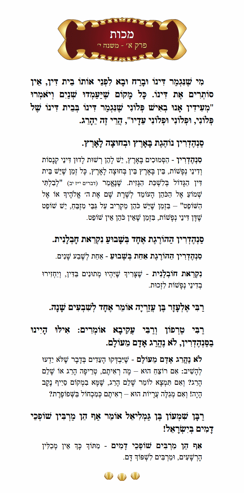 Masechta Makkos Chapter 1 Mishnah 10 with commentary