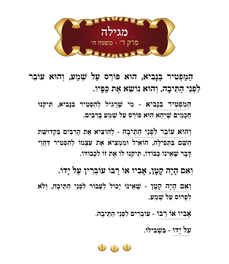 Masechta Megillah Chapter 4 Mishnah 5 with commentary