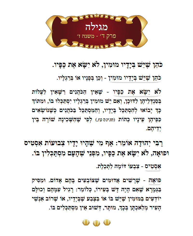 Masechta Megillah Chapter 4 Mishnah 7 with commentary