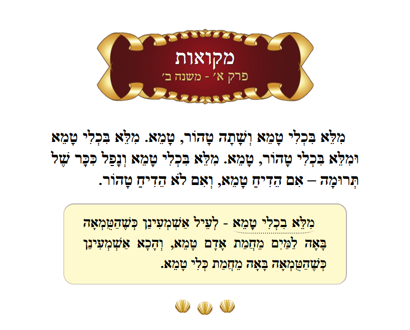Masechta Mikvaos Chapter 1 Mishnah 2 with commentary