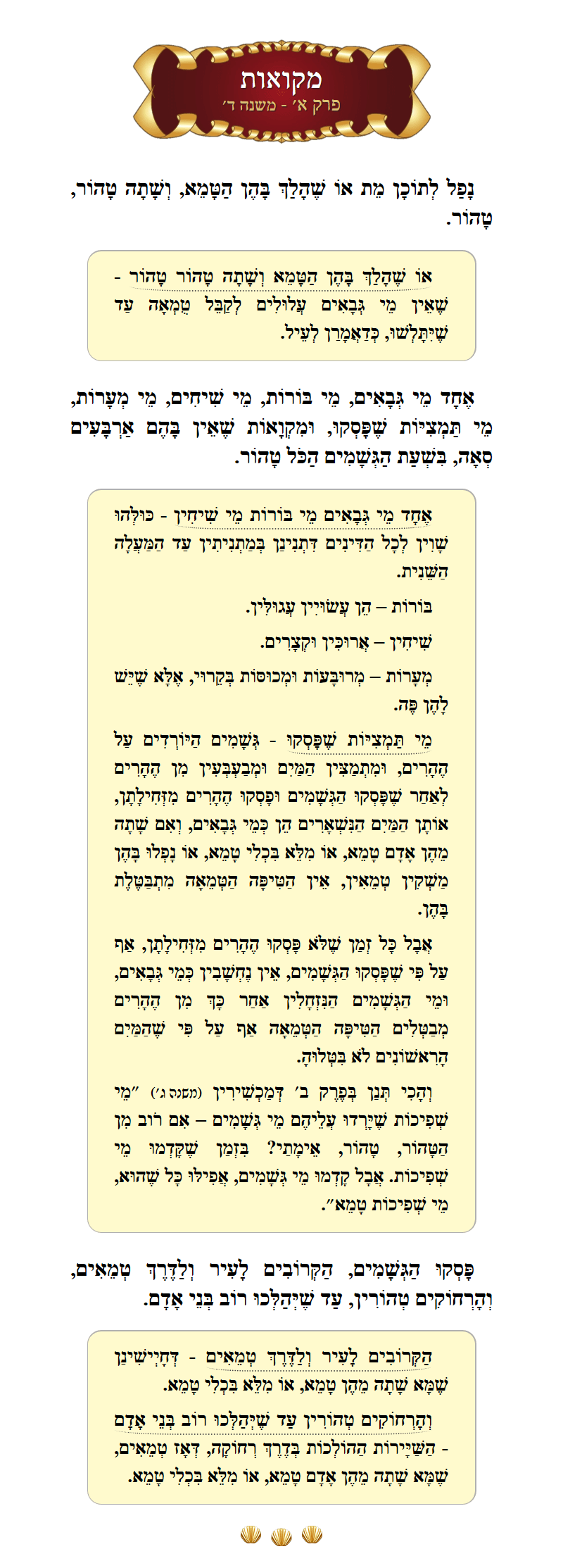 Masechta Mikvaos Chapter 1 Mishnah 4 with commentary