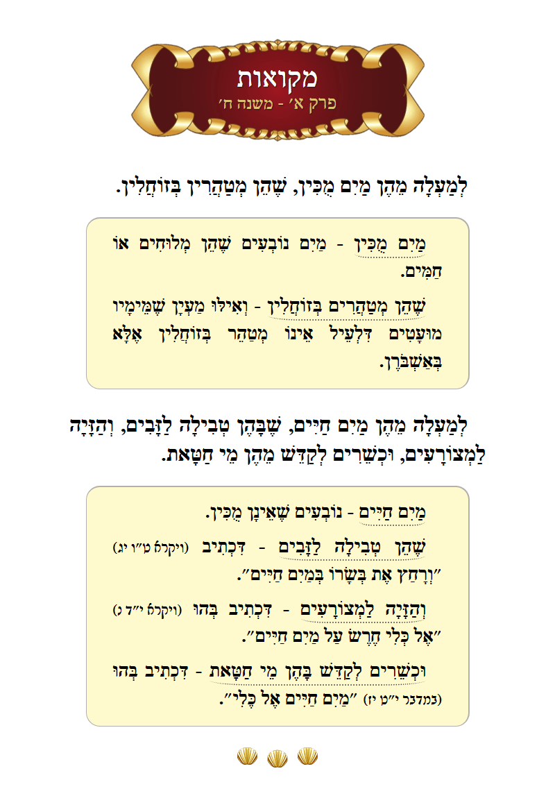 Masechta Mikvaos Chapter 1 Mishnah 8 with commentary