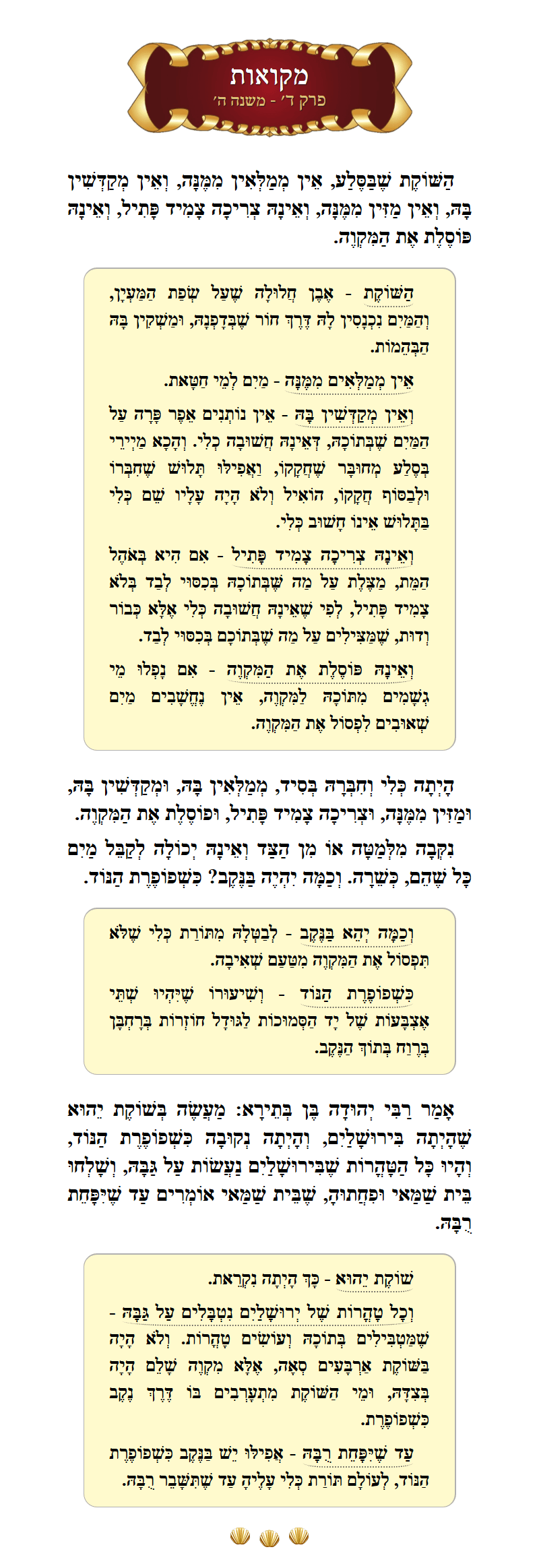 Masechta Mikvaos Chapter 4 Mishnah 5 with commentary