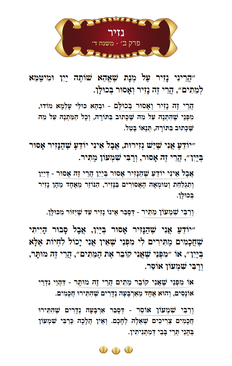 Masechta Nazir Chapter 2 Mishnah 4 with commentary