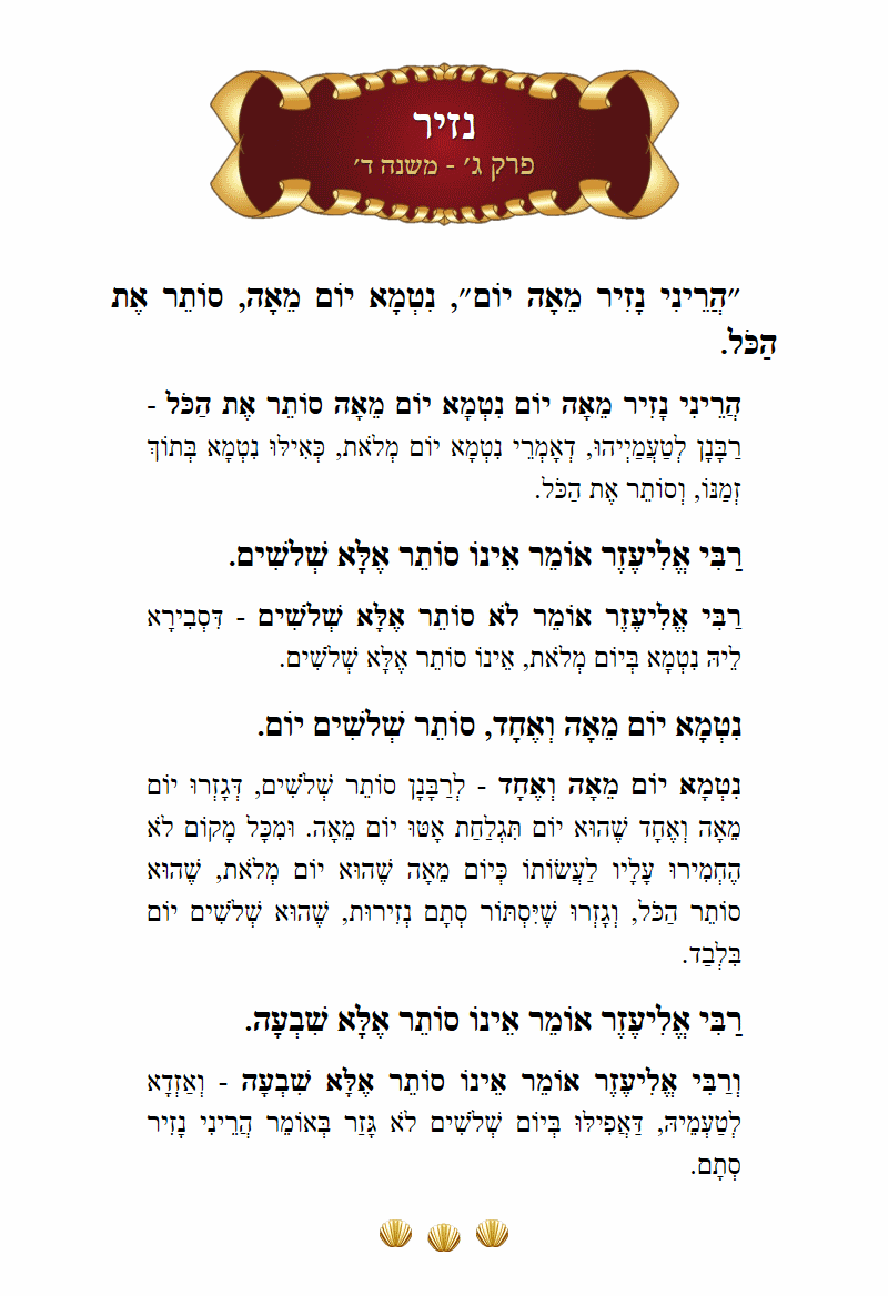 Masechta Nazir Chapter 3 Mishnah 4 with commentary