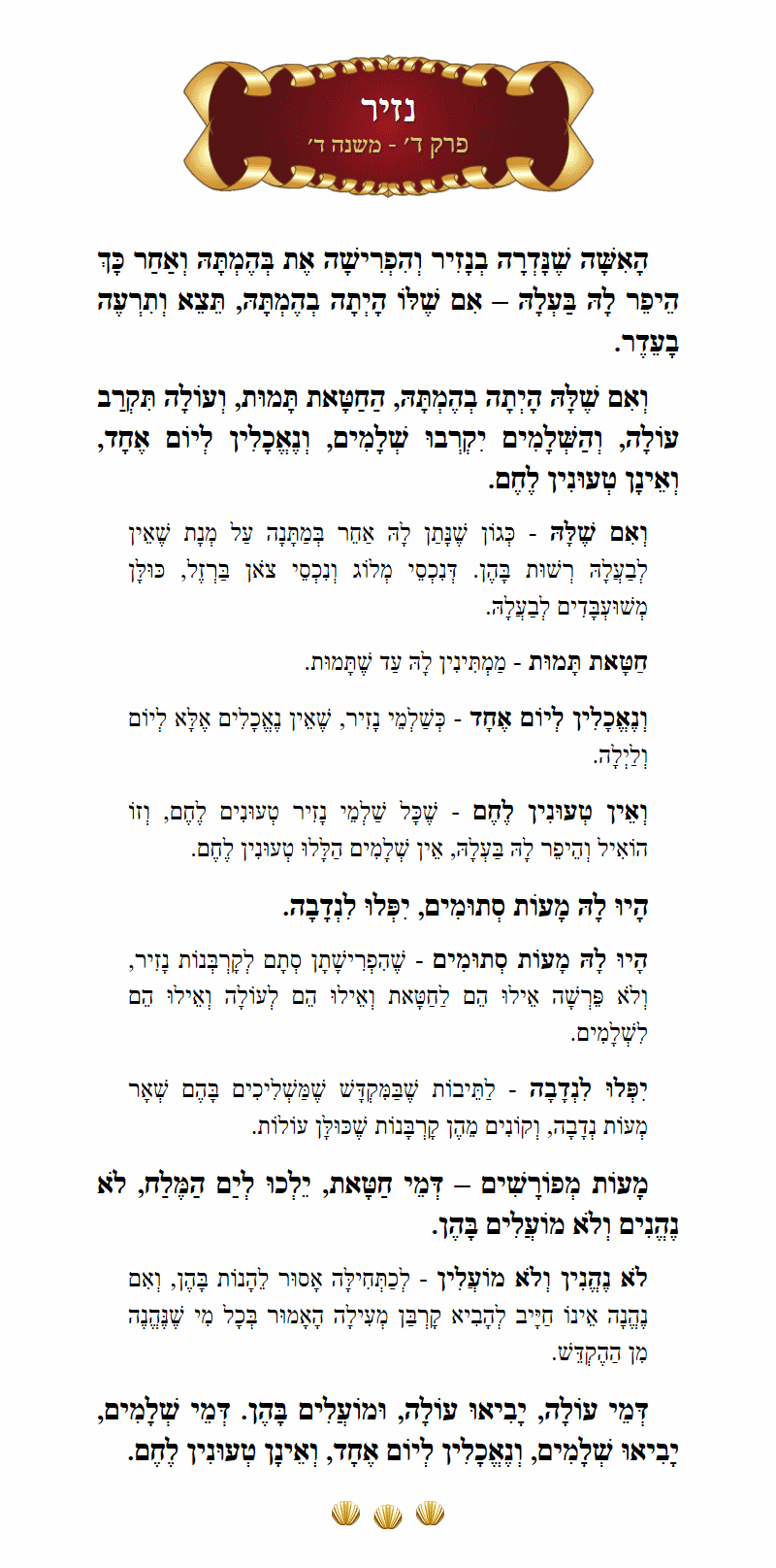 Masechta Nazir Chapter 4 Mishnah 4 with commentary