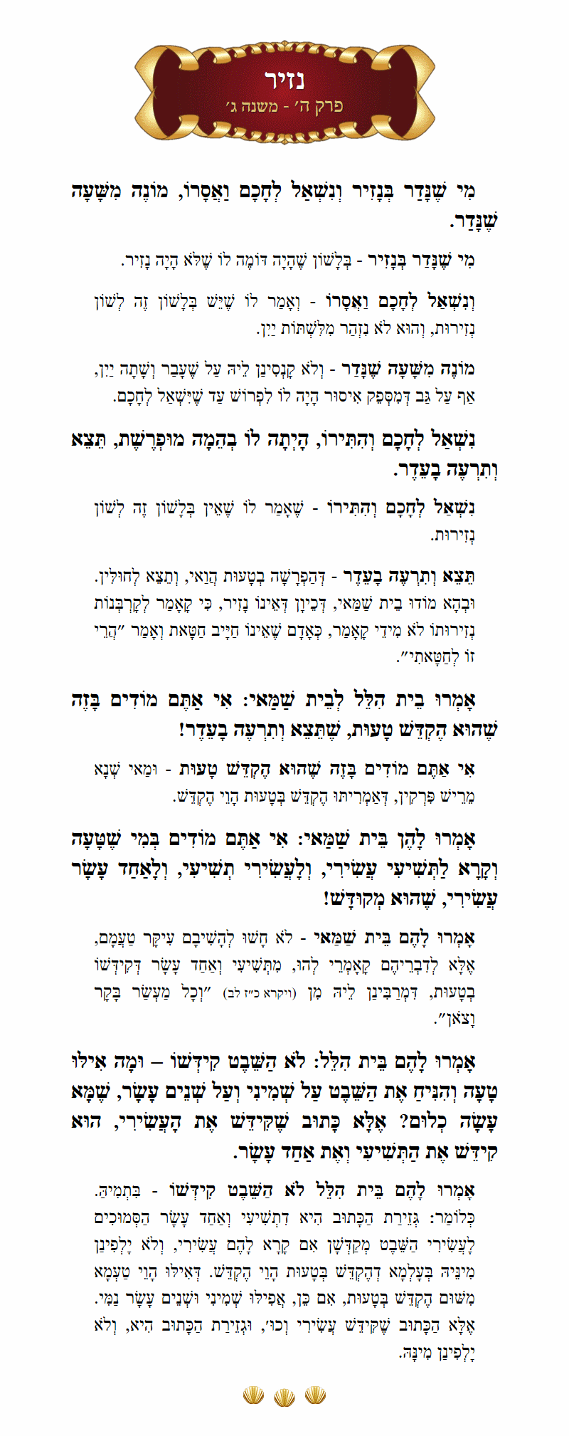 Masechta Nazir Chapter 5 Mishnah 3 with commentary
