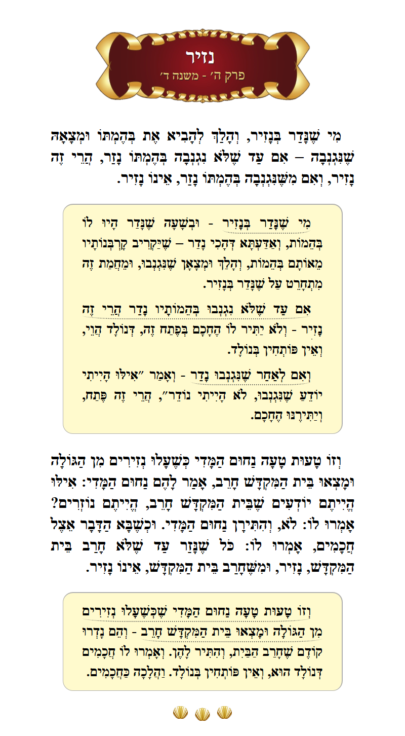 Masechta Nazir Chapter 5 Mishnah 4 with commentary