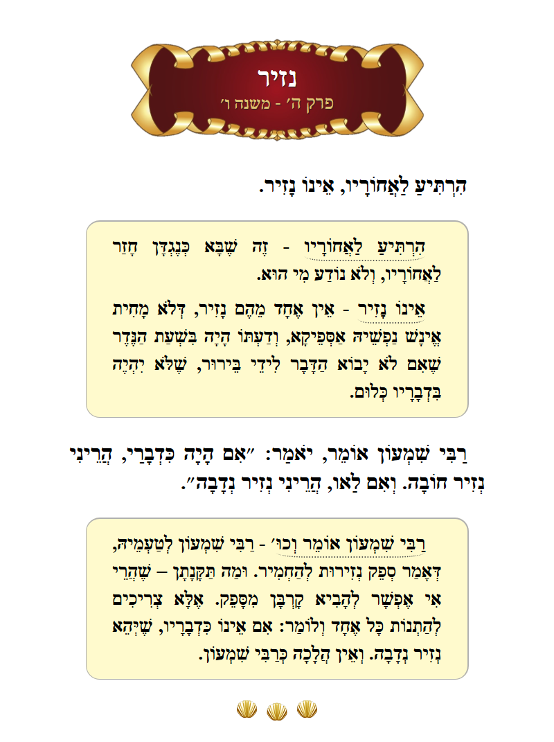 Masechta Nazir Chapter 5 Mishnah 6 with commentary
