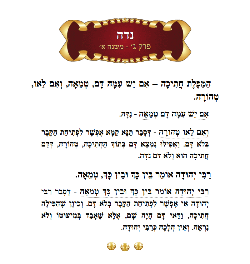 Masechta Niddah Chapter 3 Mishnah 1 with commentary