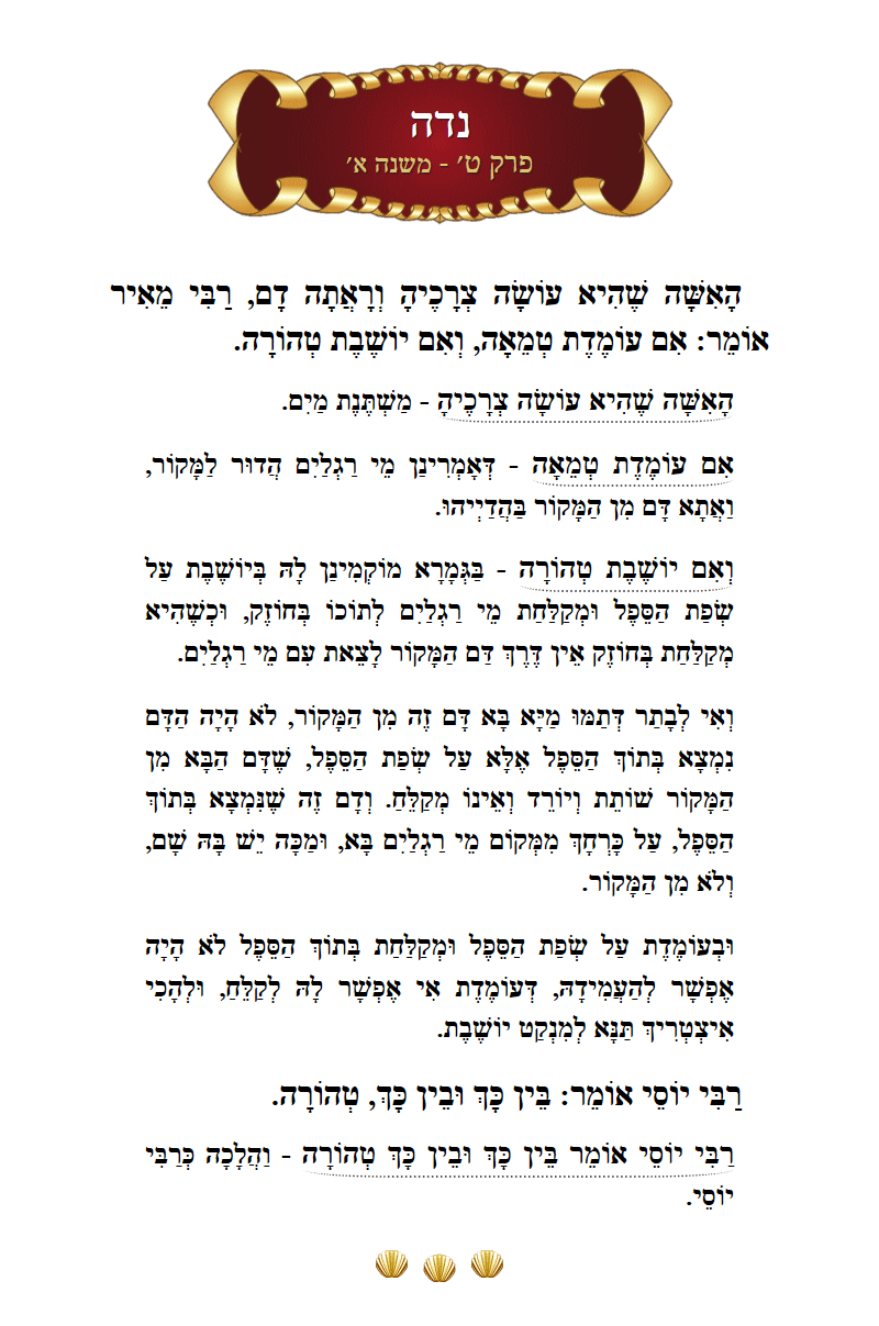 Masechta Niddah Chapter 9 Mishnah 1 with commentary