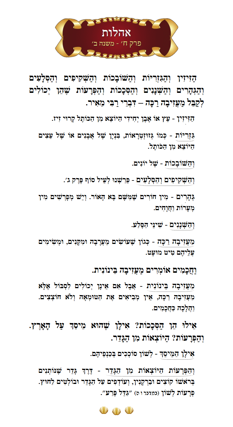 Masechta Oholos Chapter 8 Mishnah 2 with commentary