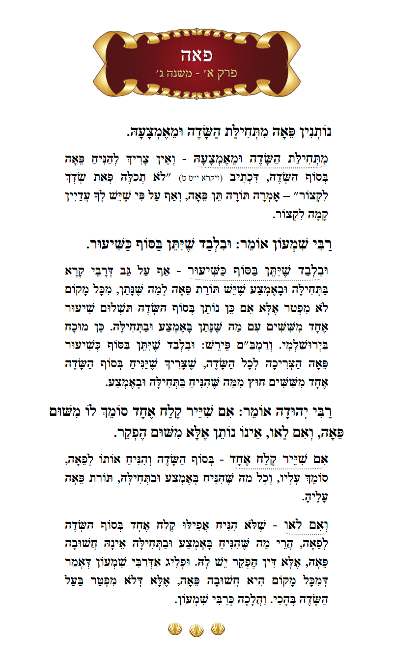 Masechta Peah Chapter 1 Mishnah 3 with commentary