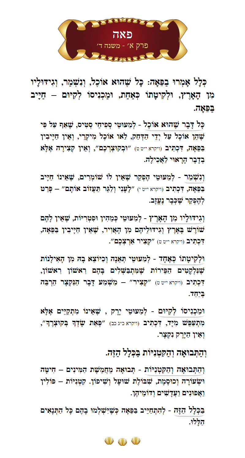 Masechta Peah Chapter 1 Mishnah 4 with commentary
