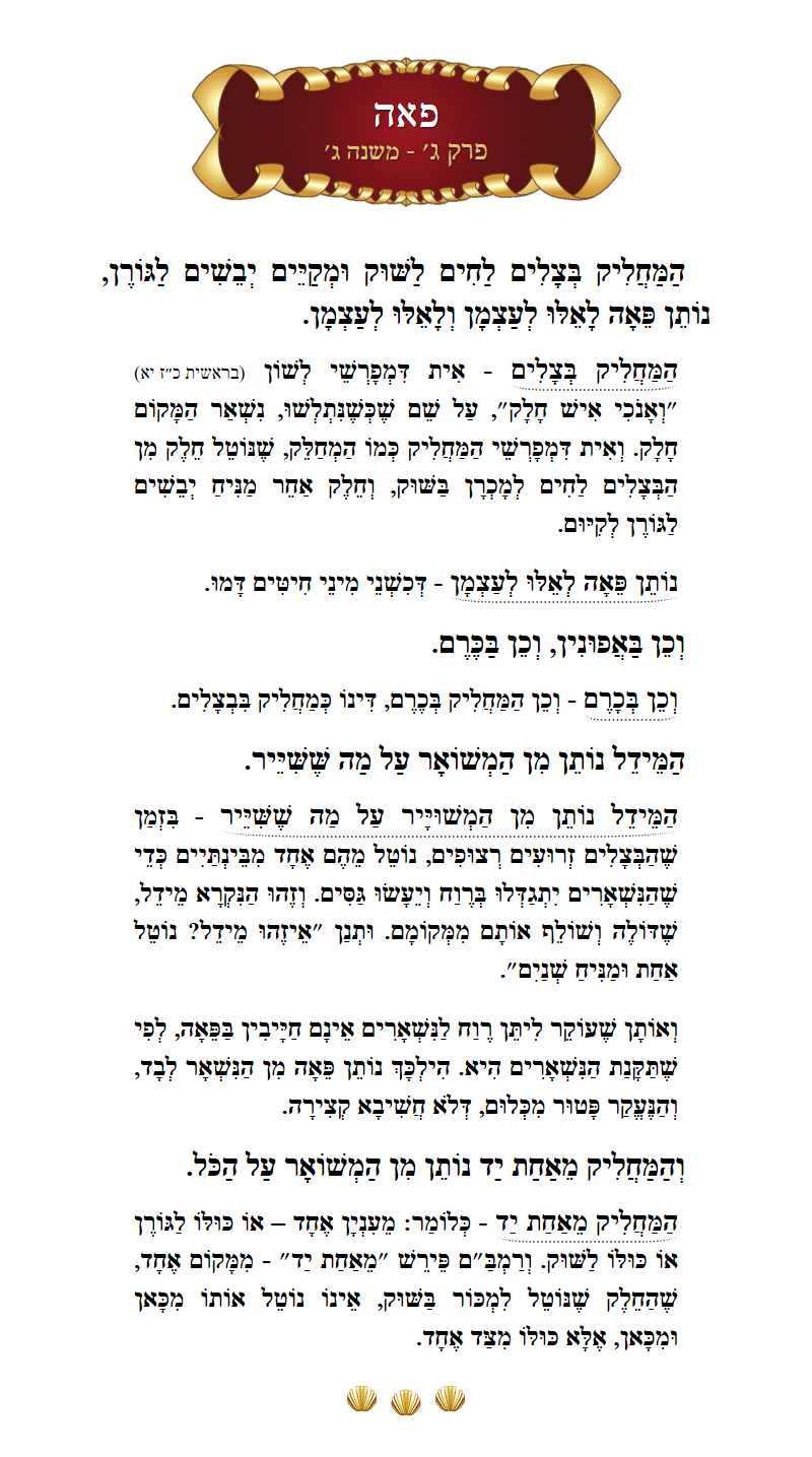 Masechta Peah Chapter 3 Mishnah 3 with commentary