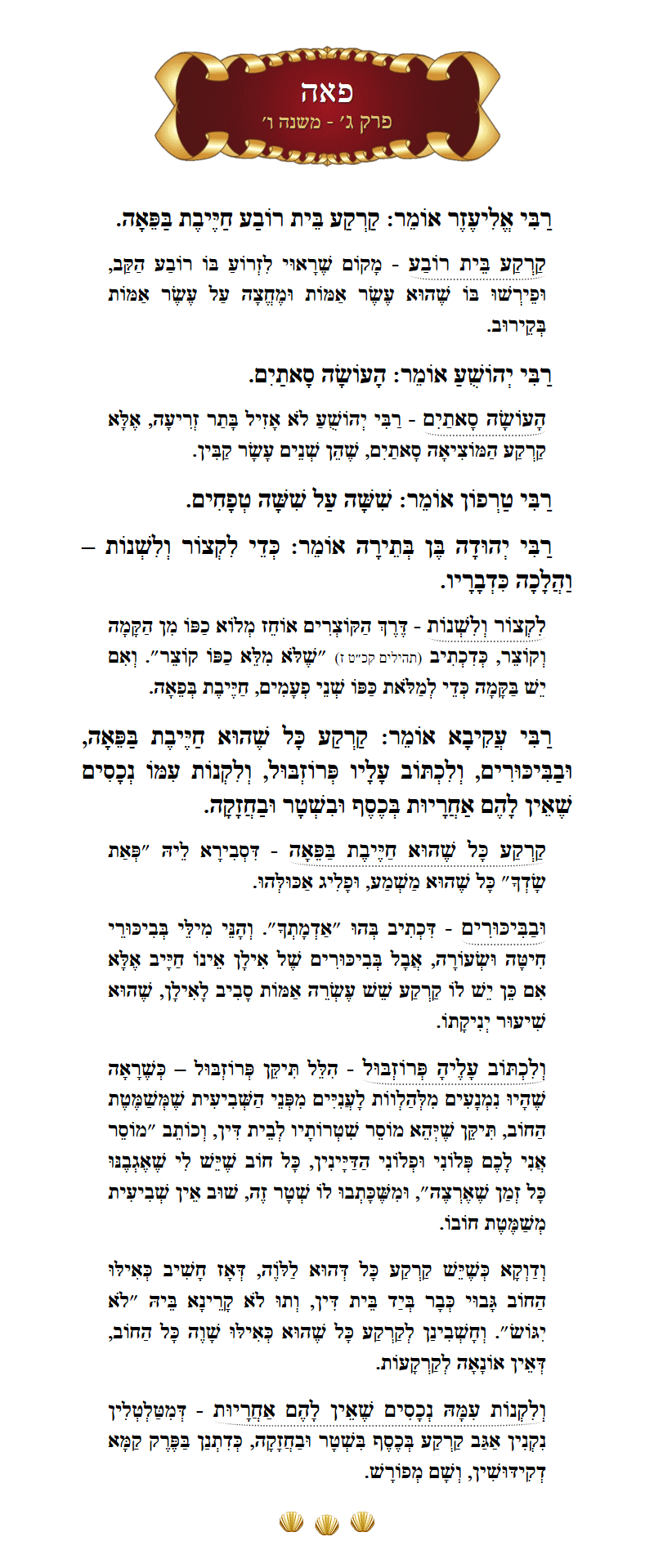 Masechta Peah Chapter 3 Mishnah 6 with commentary