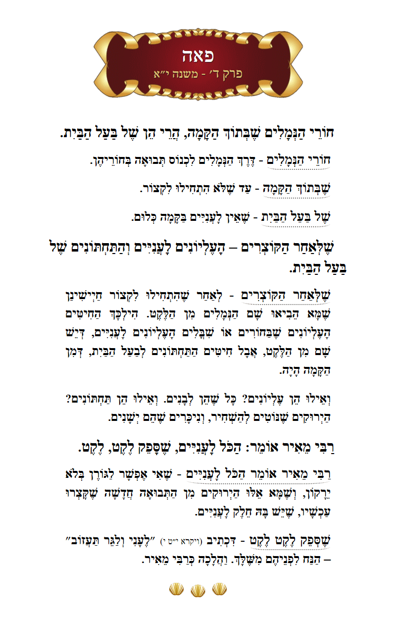 Masechta Peah Chapter 4 Mishnah 11 with commentary