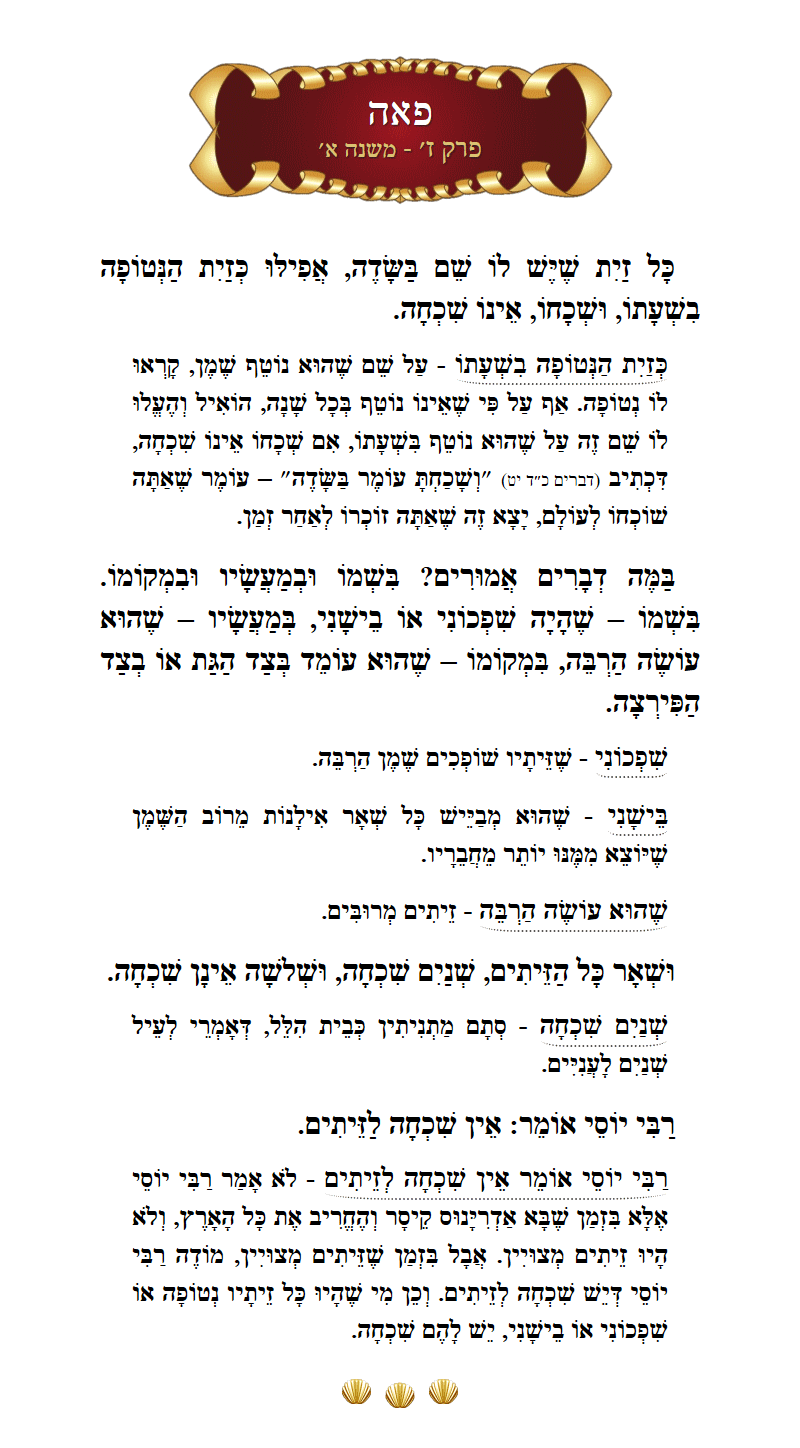 Masechta Peah Chapter 7 Mishnah 1 with commentary