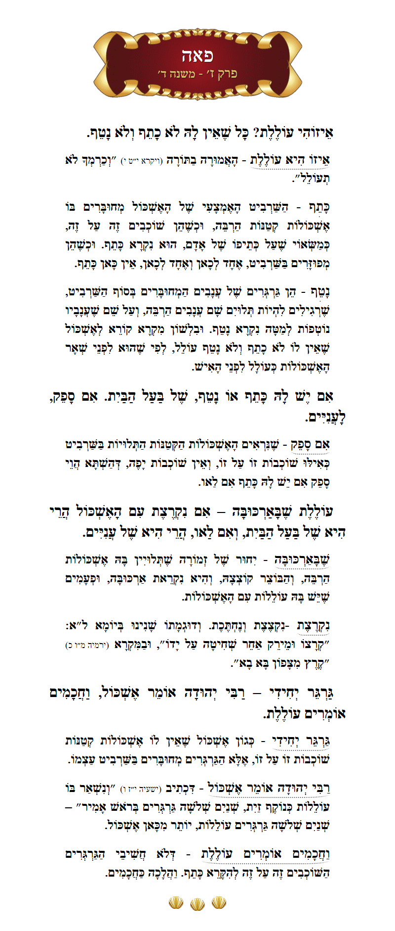 Masechta Peah Chapter 7 Mishnah 4 with commentary