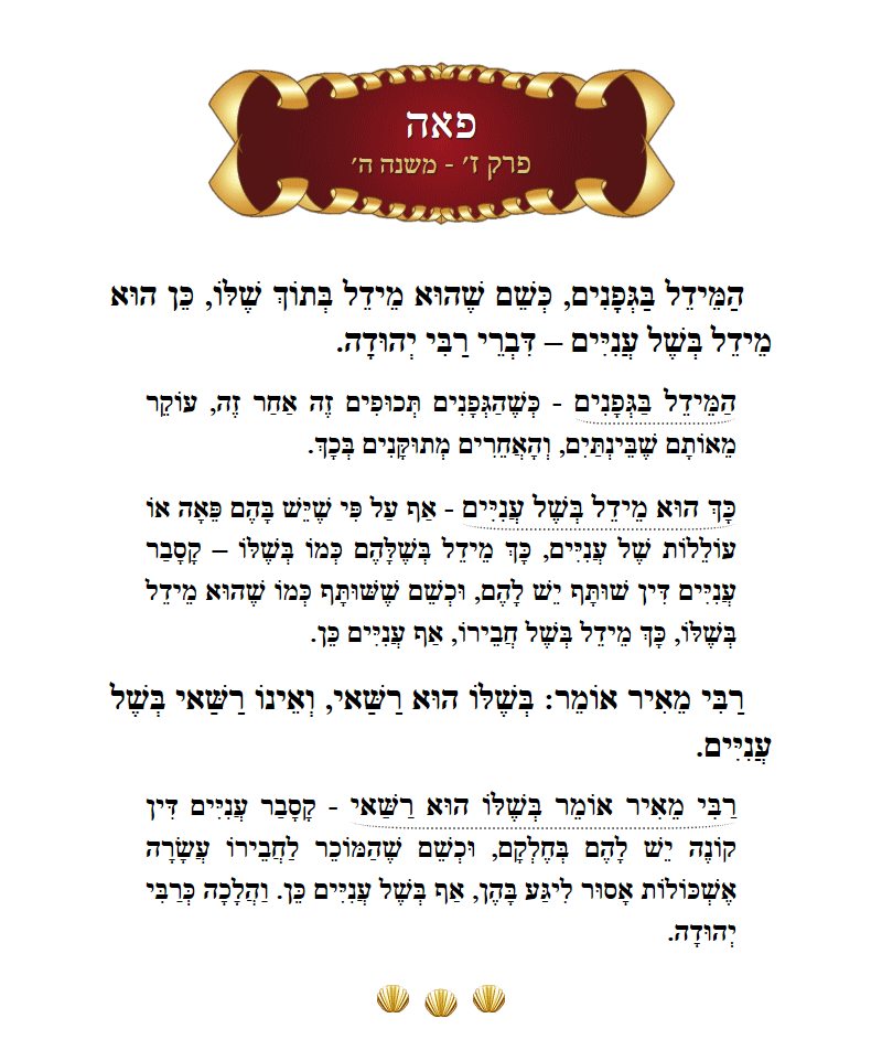 Masechta Peah Chapter 7 Mishnah 5 with commentary