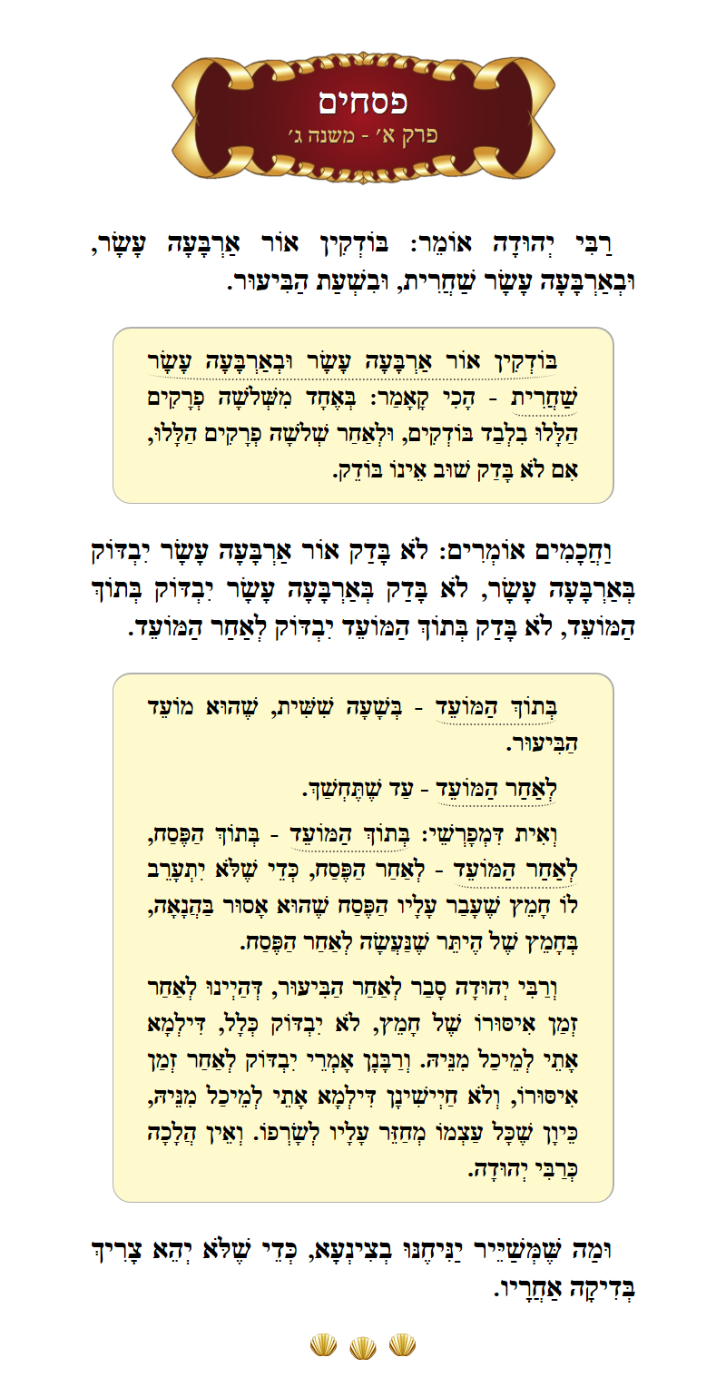 Masechta Pesachim Chapter 1 Mishnah 3 with commentary