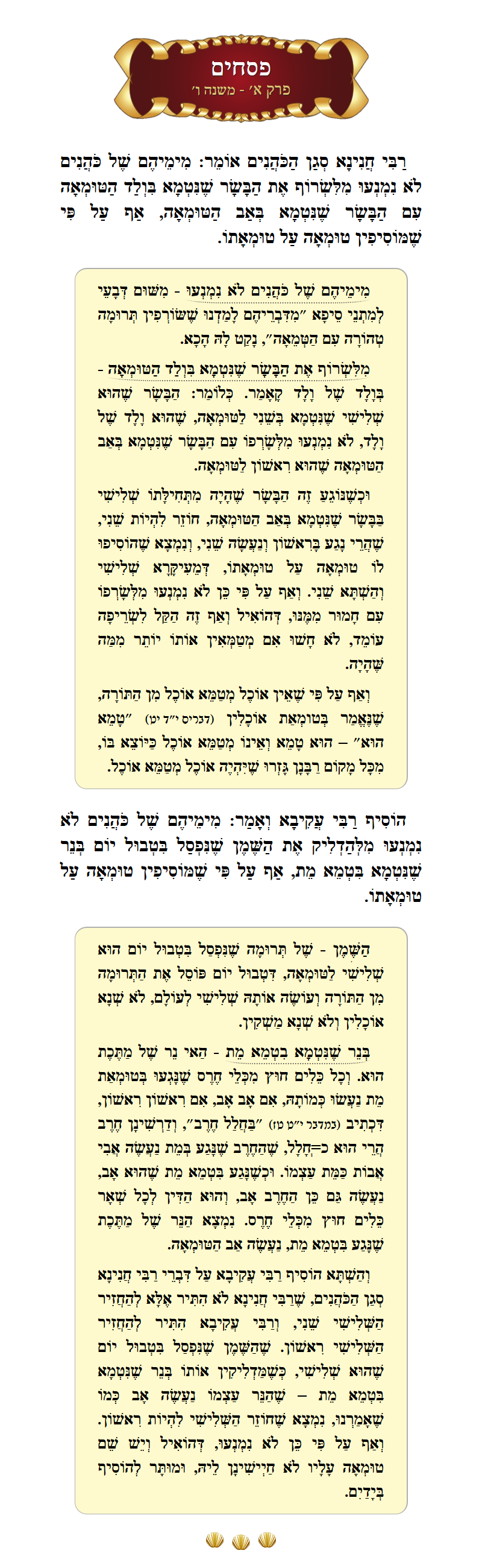 Masechta Pesachim Chapter 1 Mishnah 6 with commentary