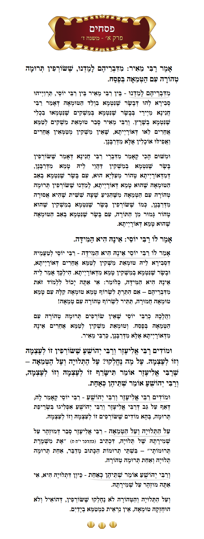 Masechta Pesachim Chapter 1 Mishnah 7 with commentary