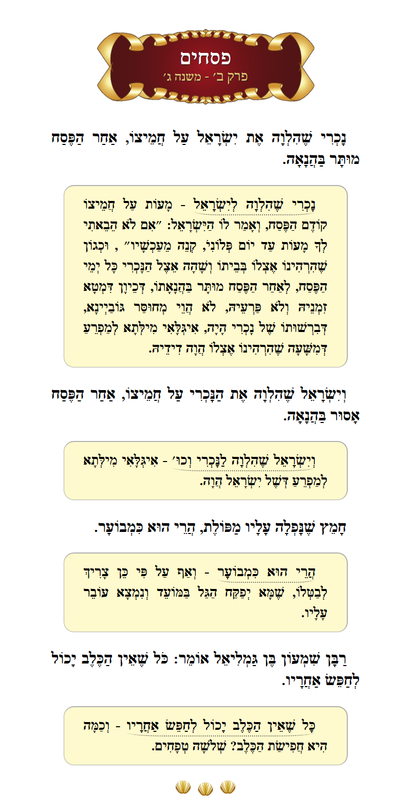 Masechta Pesachim Chapter 2 Mishnah 3 with commentary