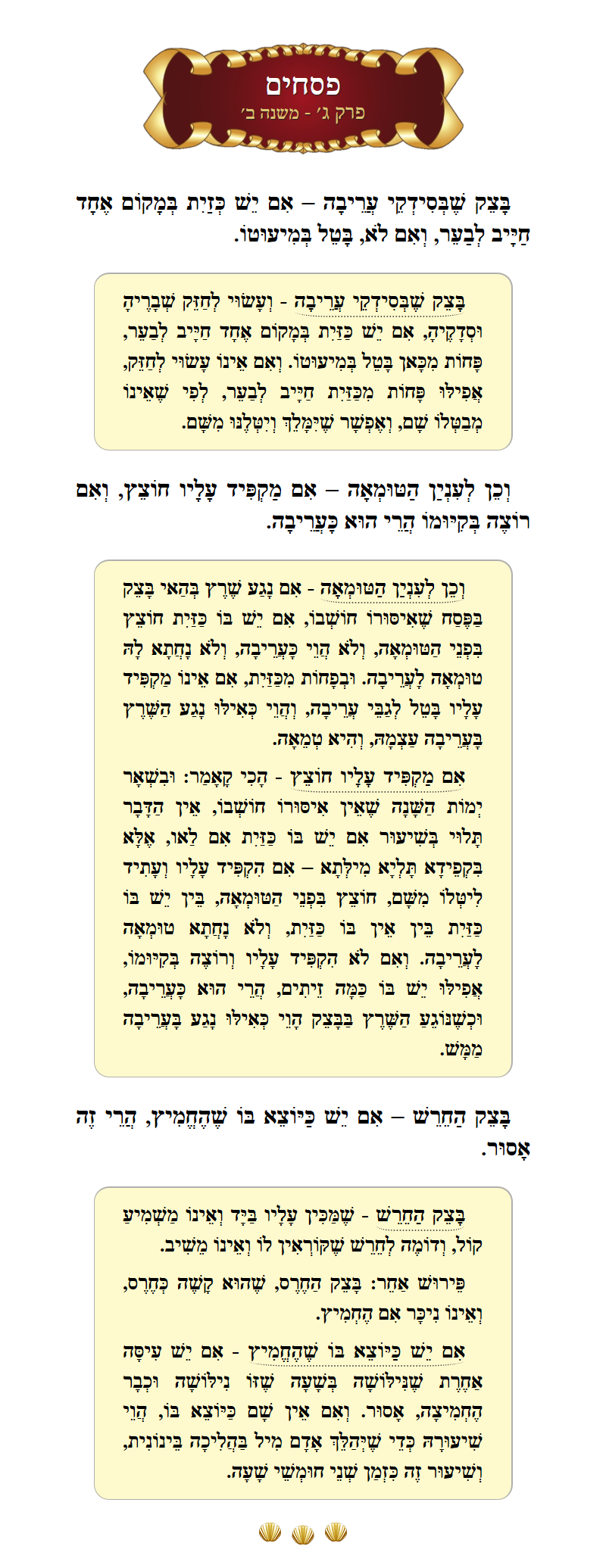 Masechta Pesachim Chapter 3 Mishnah 2 with commentary