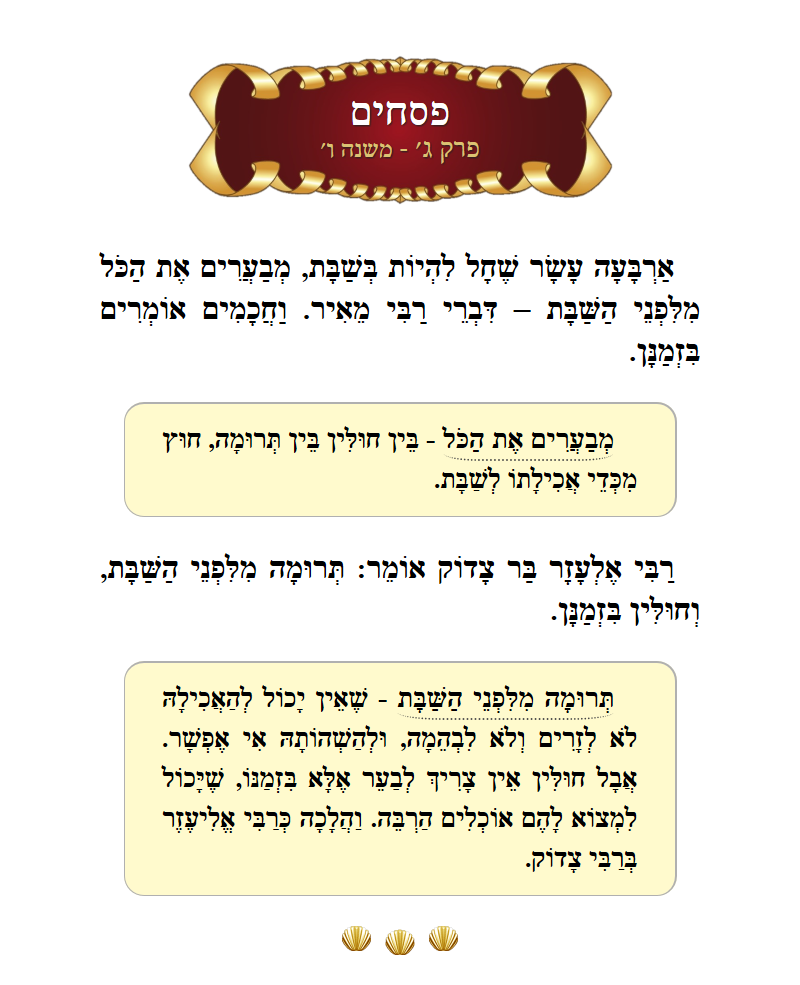 Masechta Pesachim Chapter 3 Mishnah 6 with commentary