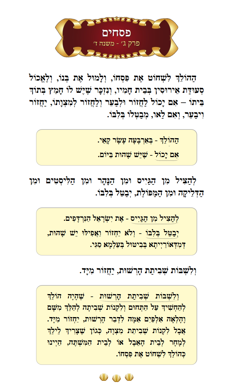 Masechta Pesachim Chapter 3 Mishnah 7 with commentary