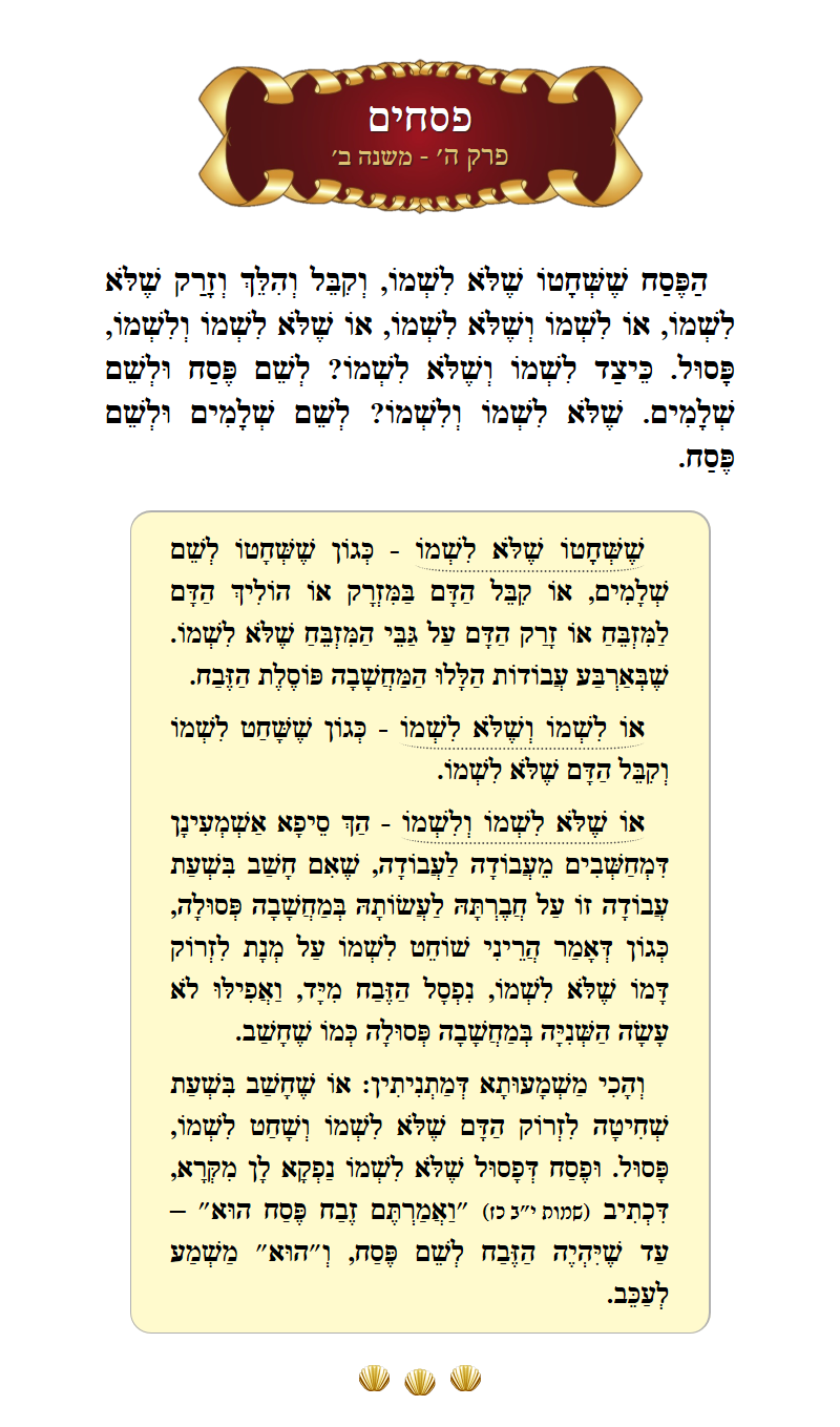 Masechta Pesachim Chapter 5 Mishnah 2 with commentary