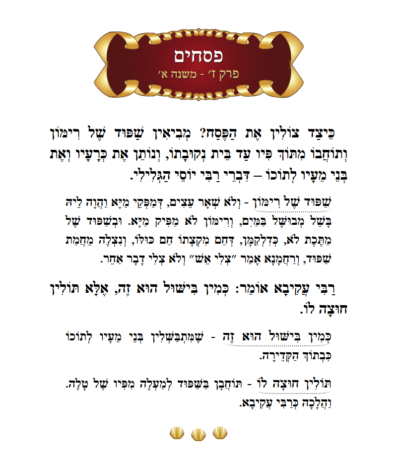 Masechta Pesachim Chapter 7 Mishnah 1 with commentary