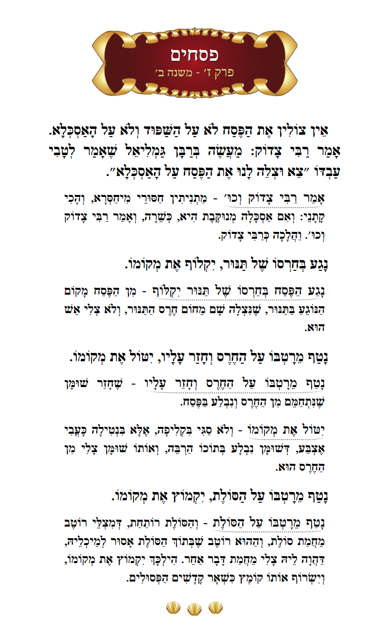 Masechta Pesachim Chapter 7 Mishnah 12 with commentary