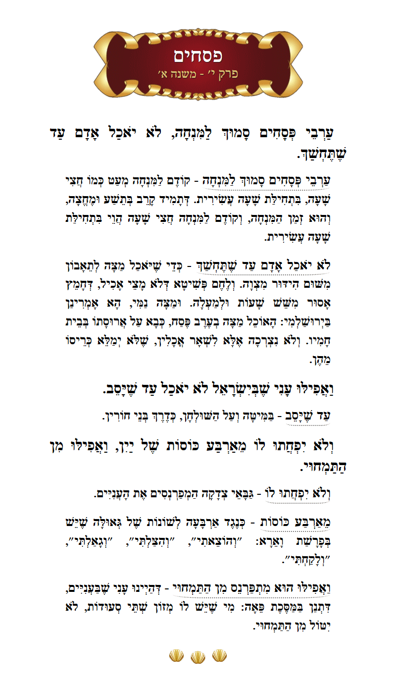 Masechta Pesachim Chapter 10 Mishnah 1 with commentary
