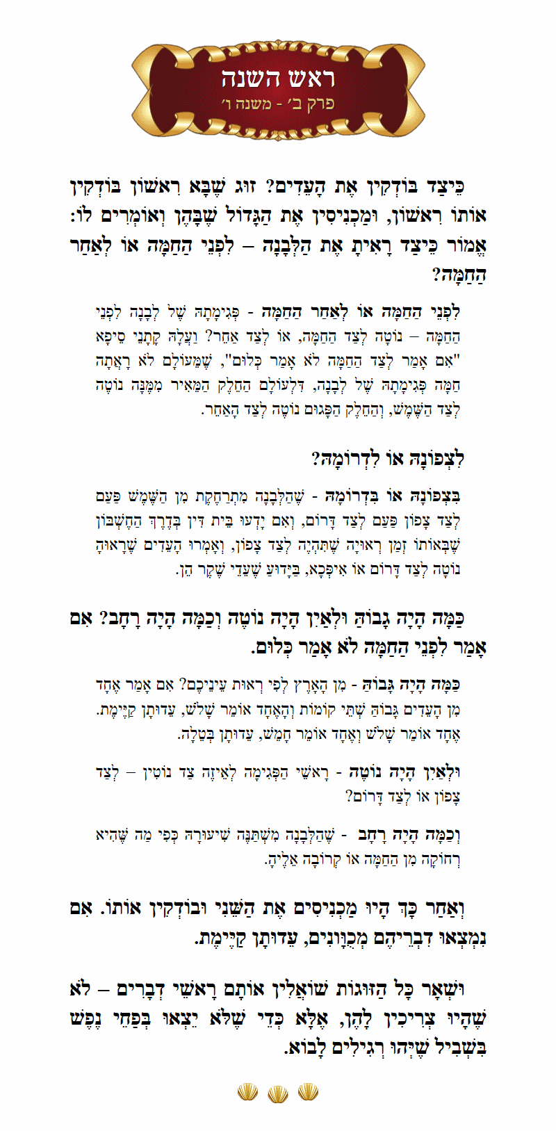 Masechta Rosh Hashanah Chapter 2 Mishnah 6 with commentary