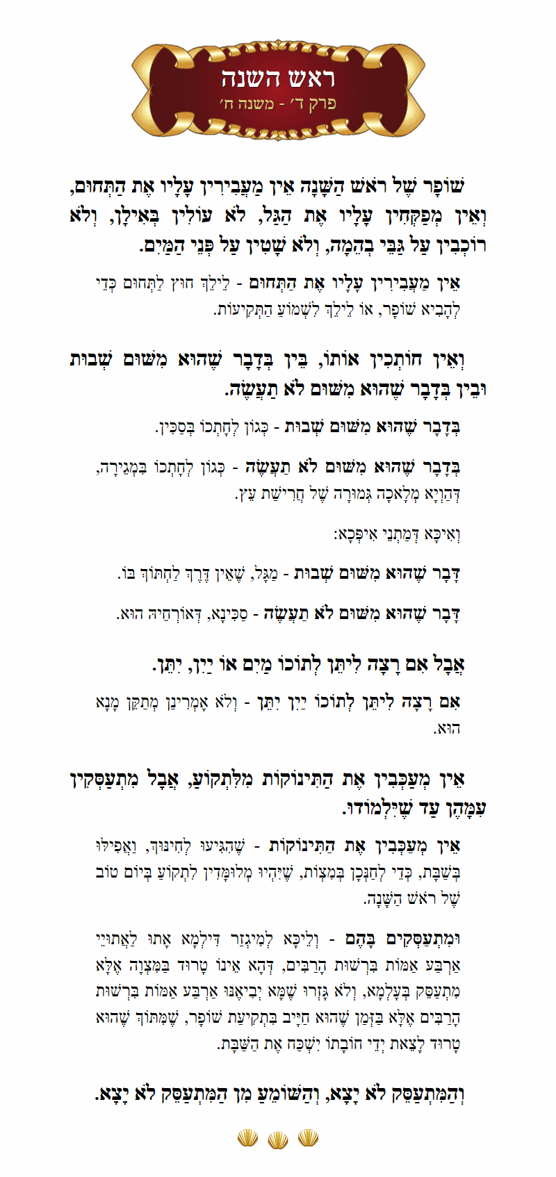 Masechta Rosh Hashanah Chapter 4 Mishnah 8 with commentary