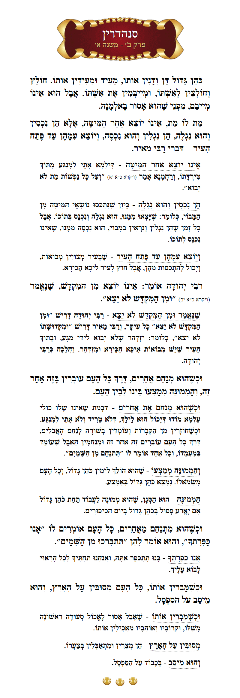 Masechta Sanhedrin Chapter 2 Mishnah 1 with commentary