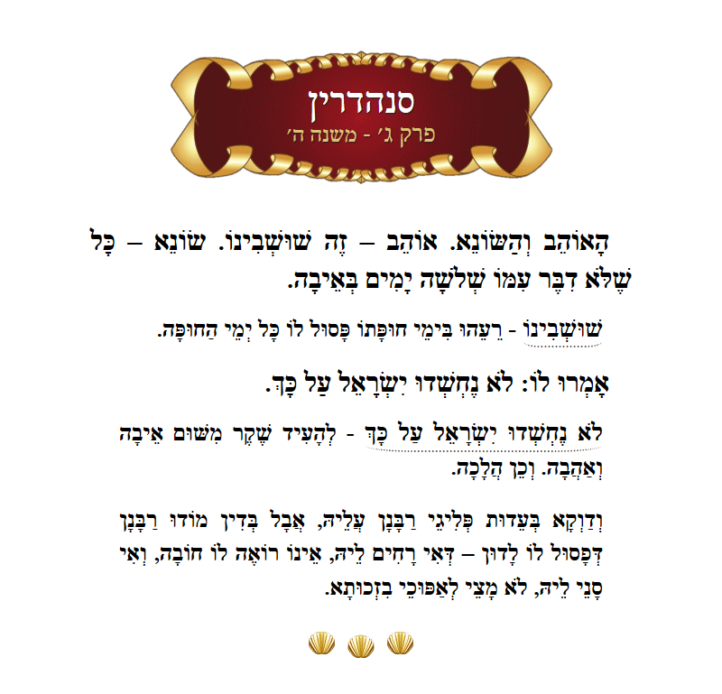 Masechta Sanhedrin Chapter 3 Mishnah 5 with commentary