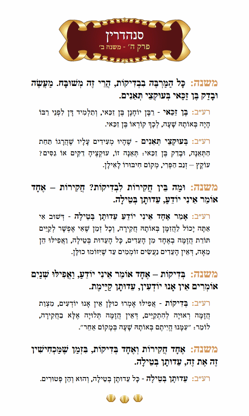 Masechta Sanhedrin Chapter 5 Mishnah 2 with commentary