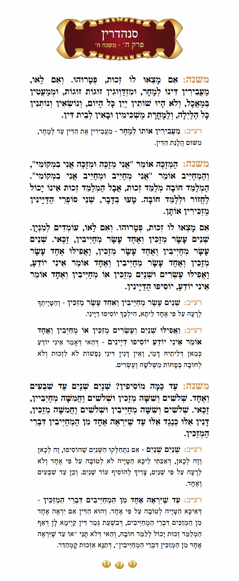 Masechta Sanhedrin Chapter 5 Mishnah 5 with commentary