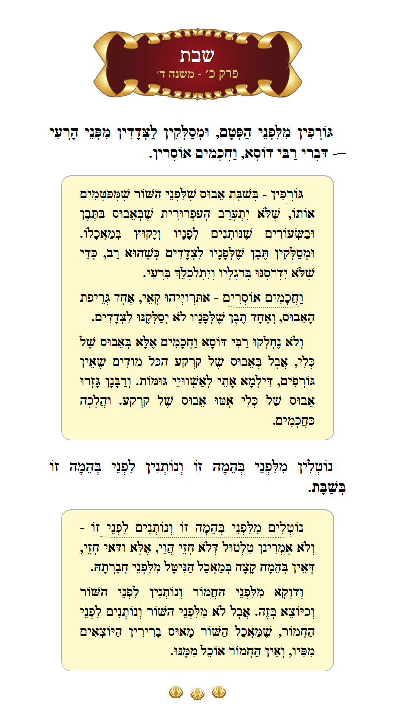 Masechta Shabbos Chapter 20 Mishnah 4 with commentary